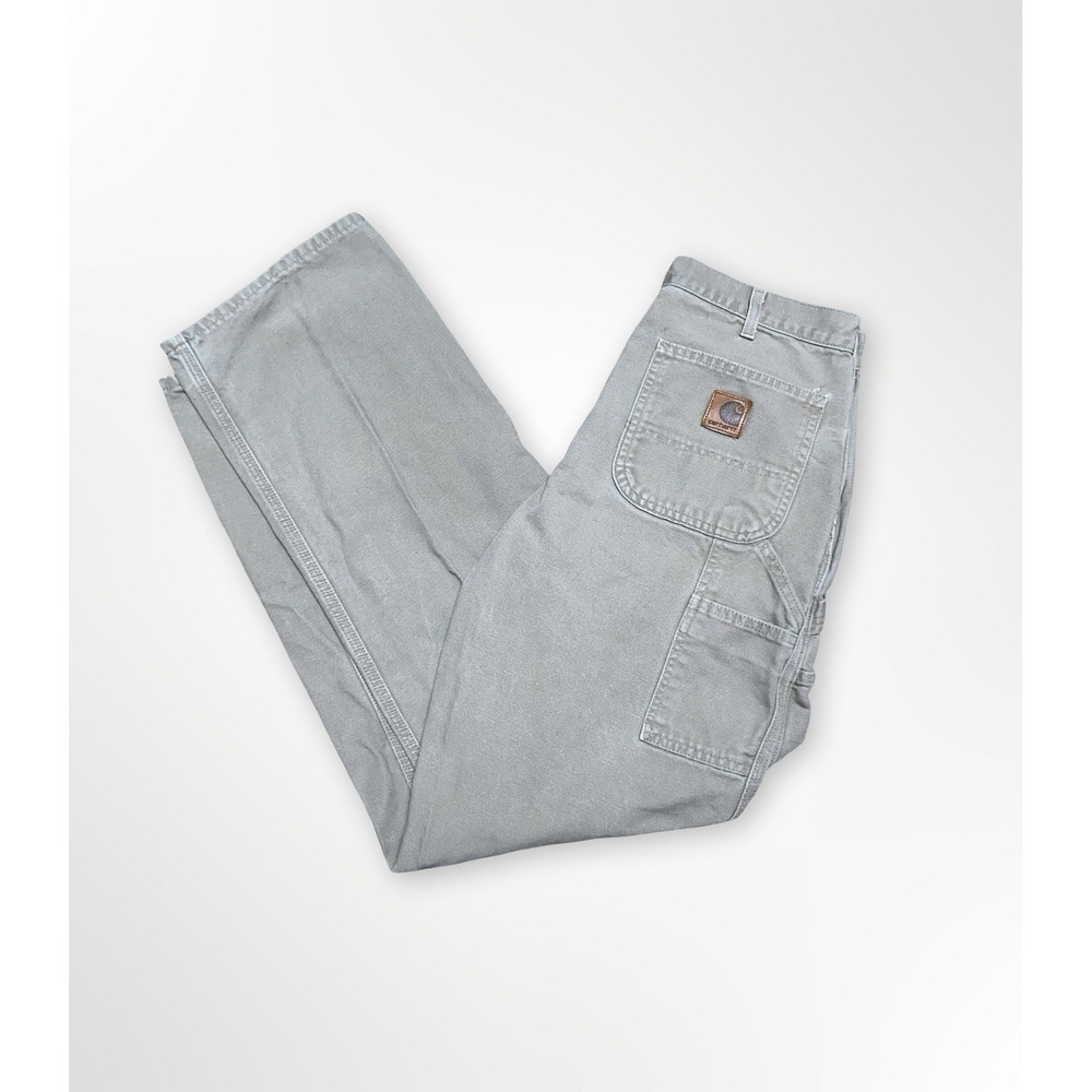 Carhartt B11 DES Carpenter Pants 33x34 Khaki Beige Workwear Cotton USA